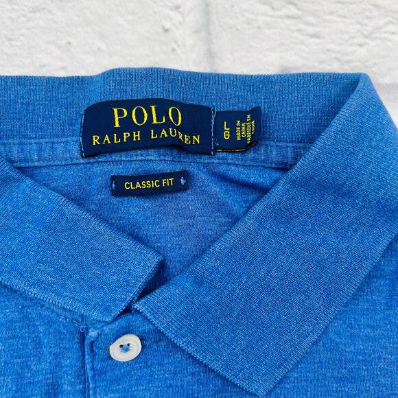 POLO RALPH LAUREN Men's Classic Fit Polo Shirt Large Blue Short Sleeve - Picture 3 of 9